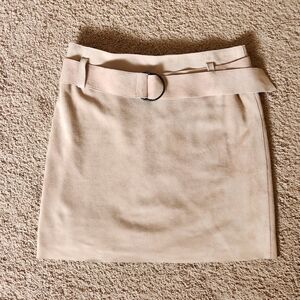 AKRIS lambskin Belted 100% suede 90s Y2K pale pink mini skirt ladies US 6